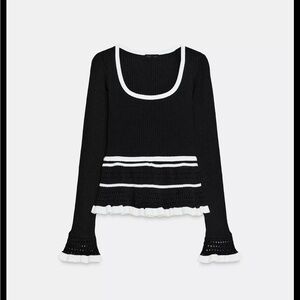Zara Black and White Long Sleeve Top